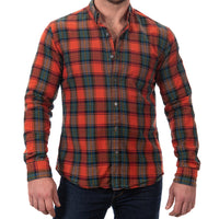 CYBER MONDAY ONLY 30% OFF AFTER CODE WOW25: "BOGART" - Red Tartan-Inspired Plaid Brushed Cotton Shirt - Made In USA