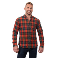 CYBER MONDAY ONLY 30% OFF AFTER CODE WOW25: "BOGART" - Red Tartan-Inspired Plaid Brushed Cotton Shirt - Made In USA