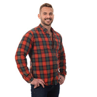CYBER MONDAY ONLY 30% OFF AFTER CODE WOW25: "BOGART" - Red Tartan-Inspired Plaid Brushed Cotton Shirt - Made In USA