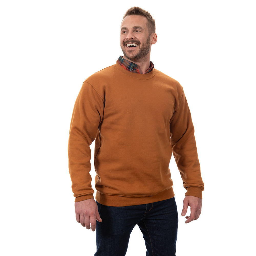 Camel Heavy Weight Worker-Wear Inspired Cotton Crewneck Sweatshirt - Made in USA