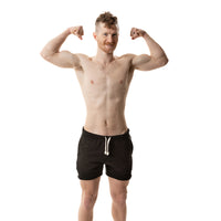 Black French Terry 5" Varsity Sweat Shorts - Made In USA