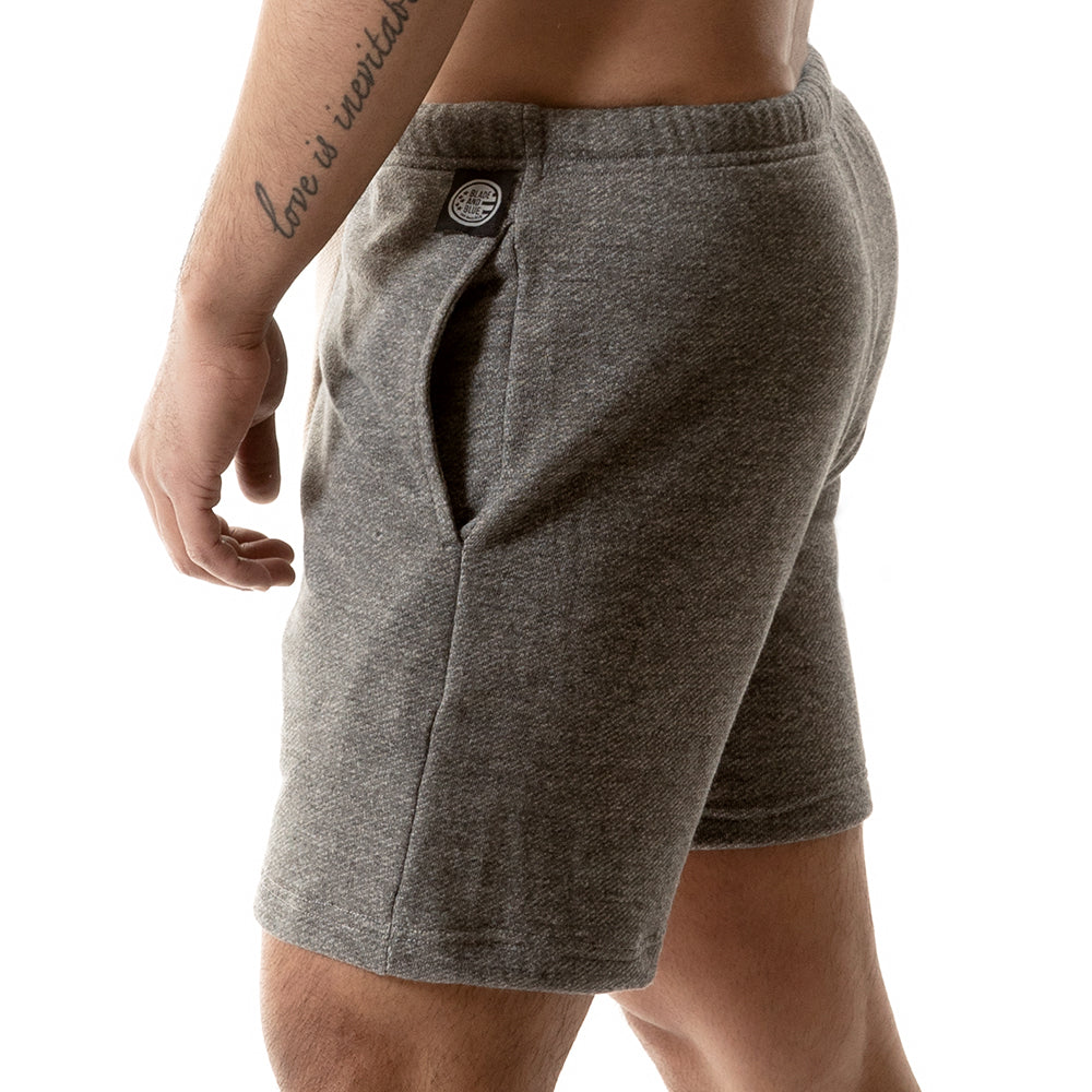 Grey Heather French Terry 6&quot; Varsity Sweat Shorts - Made In USA