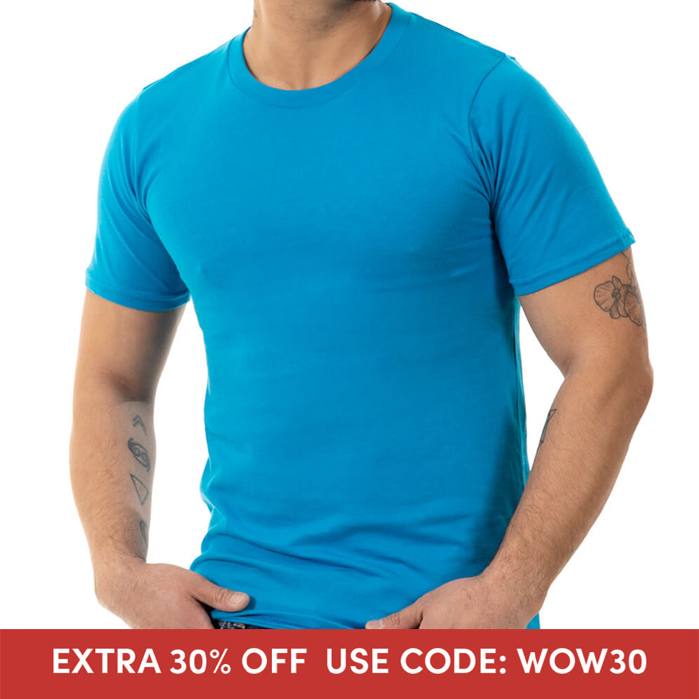 Aqua Blue Cotton T-Shirt (SIZE XL &amp; XXL)