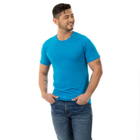 50% OFF AFTER CODE NEWFALL: Bright Aqua Blue Cotton Classic Short Sleeve Tee - Made In USA