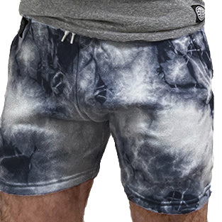 Black & White Marbled Tie-Dye Hugger Sweat Shorts - Made In USA