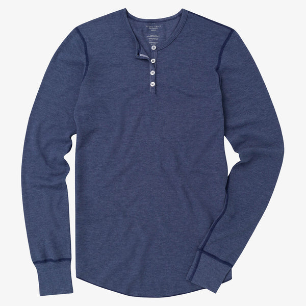 Stone Blue Heather Baby Thermal Long Sleeve Henley Shirt Made In