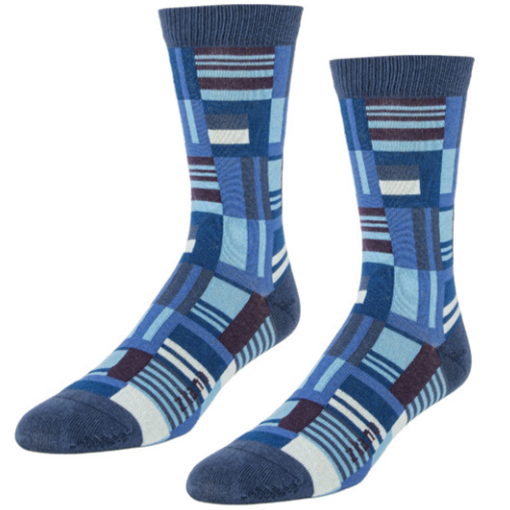 Blue Denim The Plains Pattern Crew Sock - Made In USA by Zkano