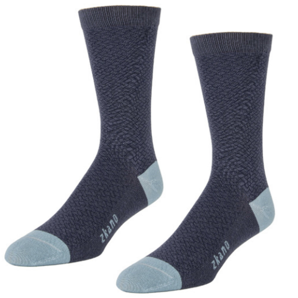 Indigo Cobblestone Textured Crew Sock - Made In USA by Zkano
