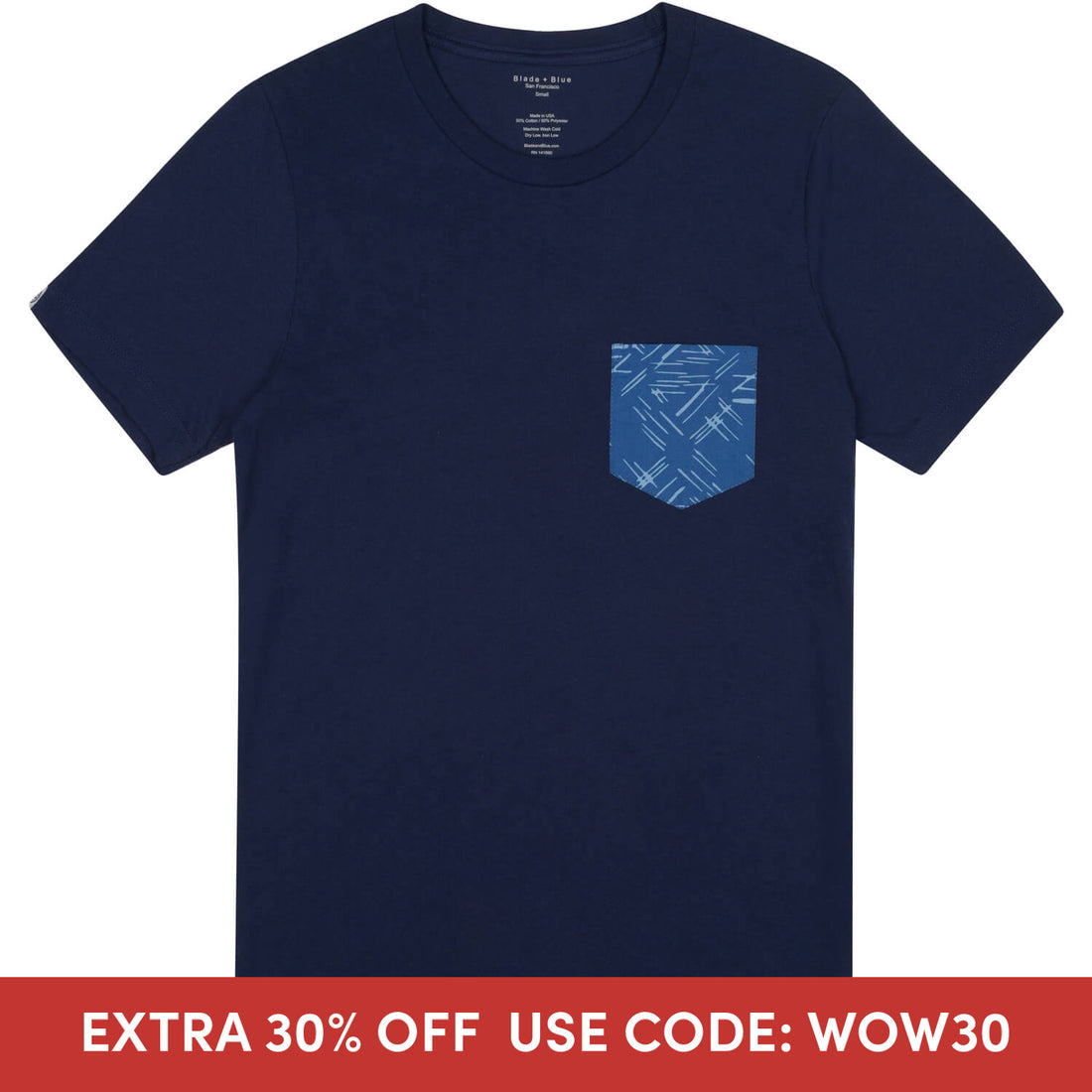 Navy With Blue Sky-Burst Pocket T-Shirt (Size S)