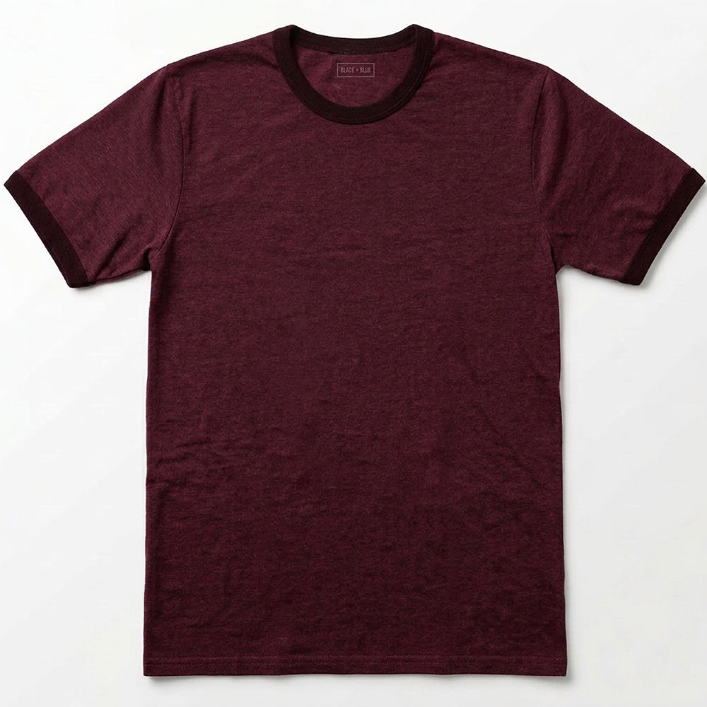 The "BLOCKER" Deep Cranberry Tonal Overdyed Tri-Blend Ringer T-Shirt