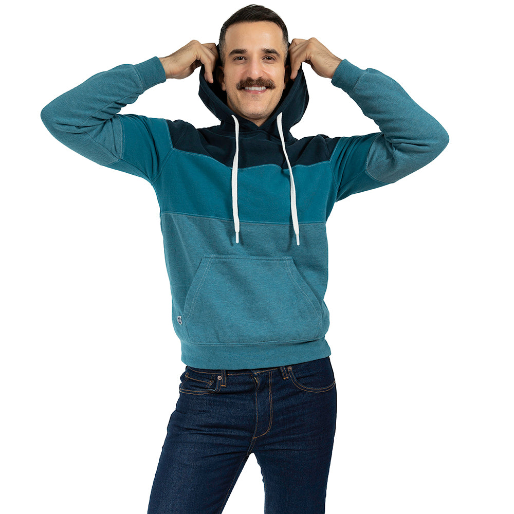Teal Colorblock Stripe Popover Hoodie