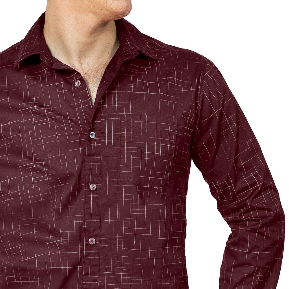 RALEIGH Long Sleeve Shirt in Burgundy Japanese Textured Print