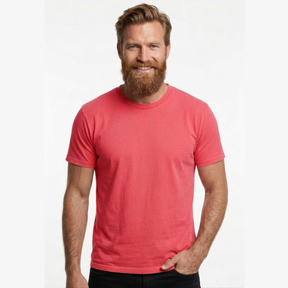 "Fielder": Coral Reef Red Cotton Crew T-Shirt