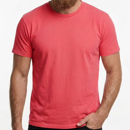 "Fielder": Coral Reef Red Cotton Crew T-Shirt