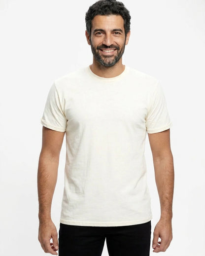 "Fielder": Cream Cotton Crew T-Shirt