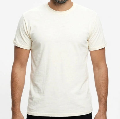 "Fielder": Cream Cotton Crew T-Shirt