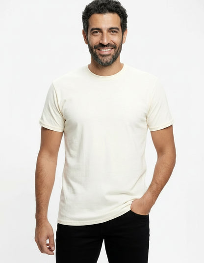 "Fielder": Cream Cotton Crew T-Shirt