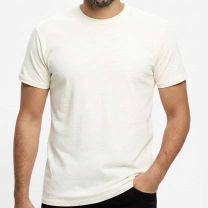 "Fielder": Cream Cotton Crew T-Shirt