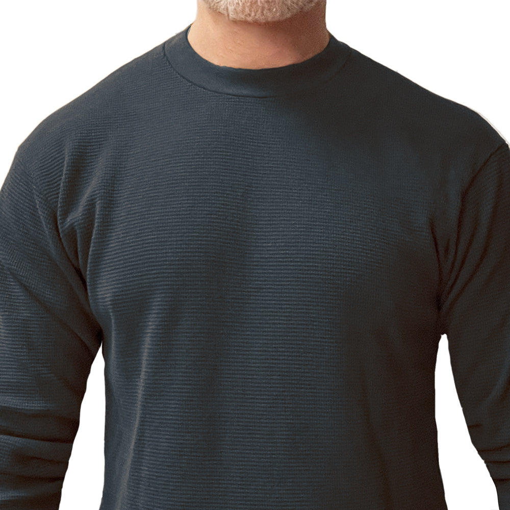 Heavyweight Cotton Army Surplus Sweater Stitch Crewneck in Blue-Grey
