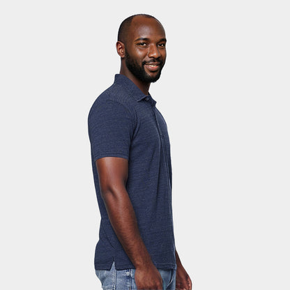 Jersey Polo Shirt in Tri-Blend Denim Blue - Made in USA
