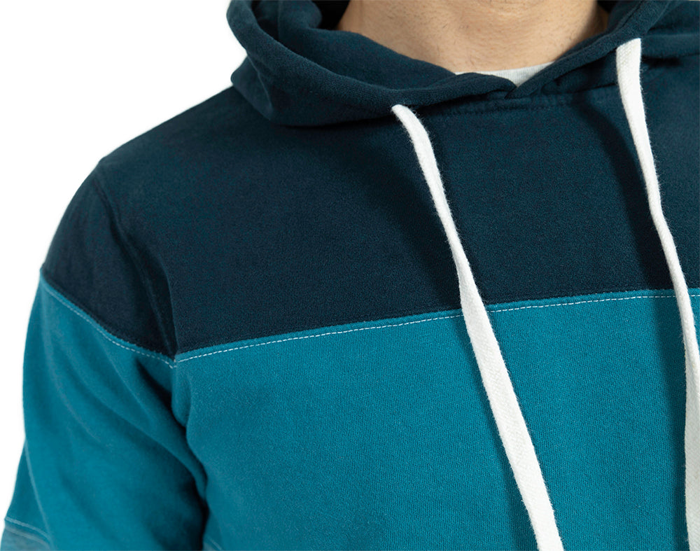 Teal Colorblock Stripe Popover Hoodie