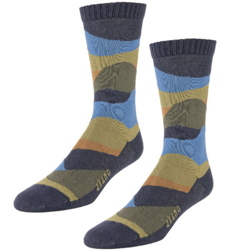 Indigo Dunes Pattern Crew Sock - Made In USA by Zkano