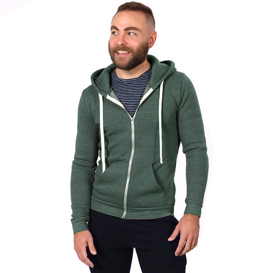 Forest Green Heather Marled Heather Full Zip Hoodie
