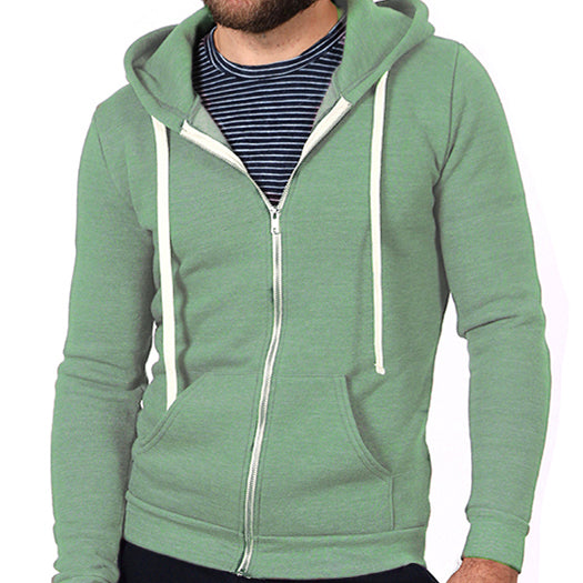 Grass Green Marled Heather Full Zip Hoodie