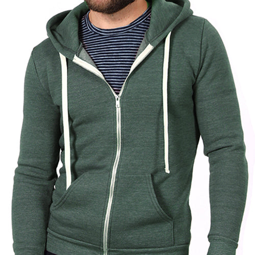 Forest Green Heather Marled Heather Full Zip Hoodie