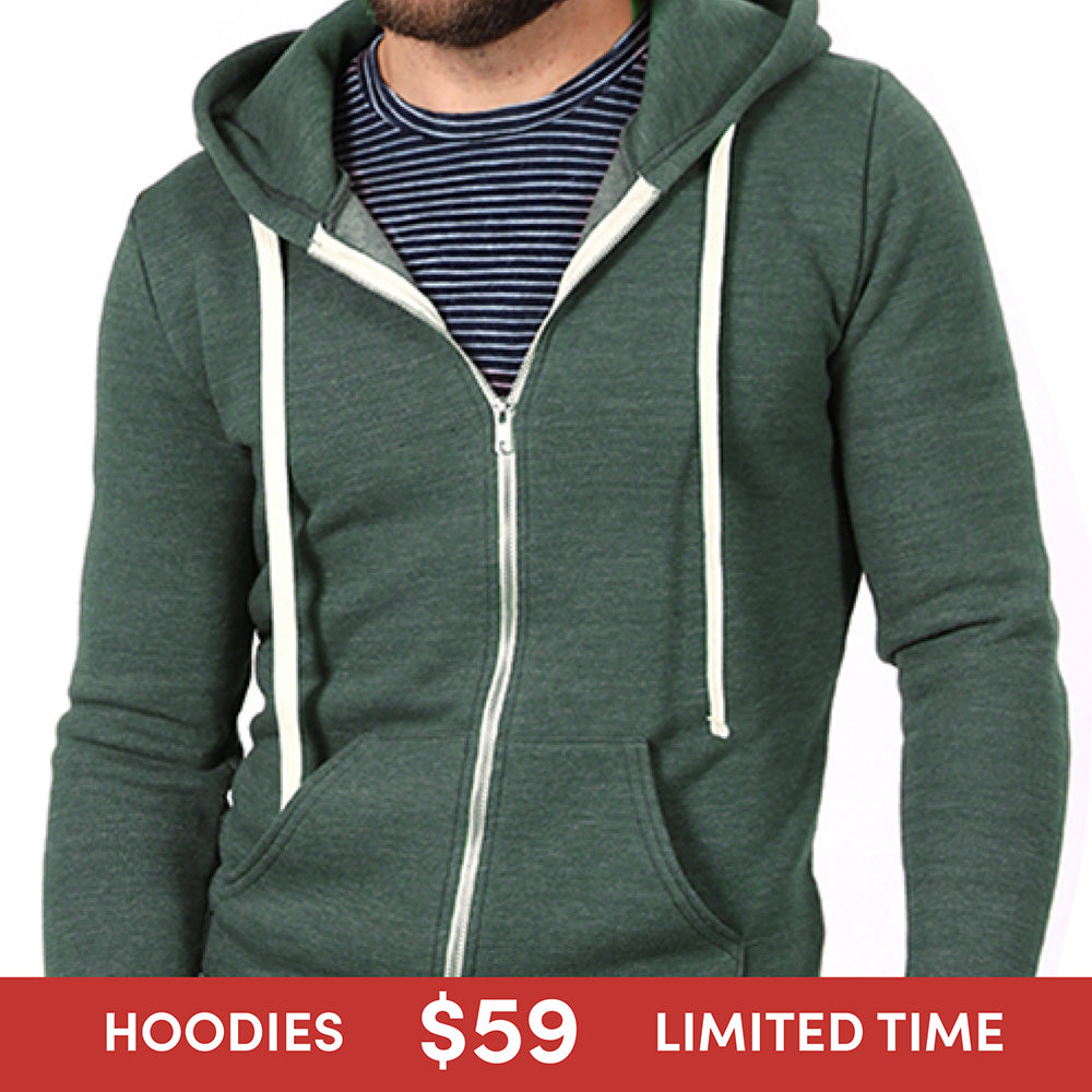Forest Green Heather Marled Heather Full Zip Hoodie