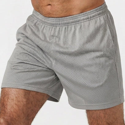 The Fender: Open Mesh 5" Basketball Shorts in Rock Gray - Made In USA