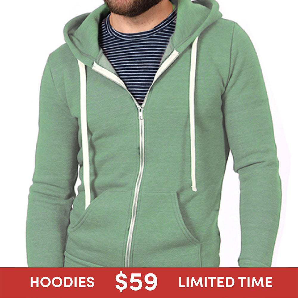 Grass Green Marled Heather Full Zip Hoodie (Size S)