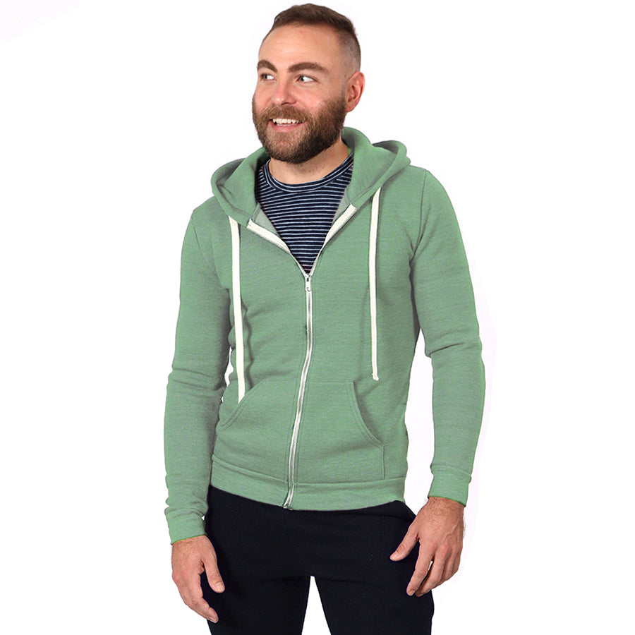 Grass Green Marled Heather Full Zip Hoodie