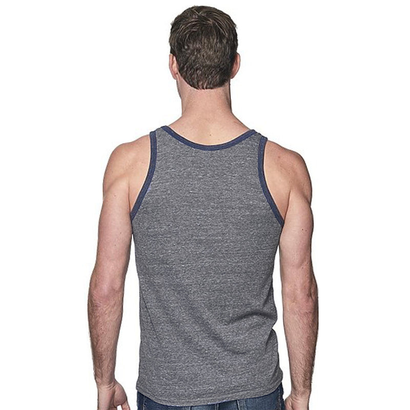 50% OFF AFTER CODE NEWFALL: Grey Heather & Deep Navy Blue Tri-Blend Tank - Made in USA