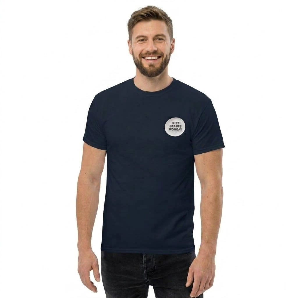 "DIET STARTS MONDAY" Navy Blue Graphic T-Shirt
