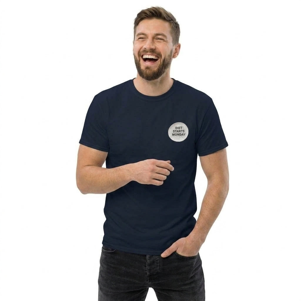 "DIET STARTS MONDAY" Navy Blue Graphic T-Shirt