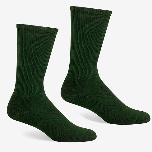 Solid Ribbed Crew Sock in Pine Green - Made in USA
