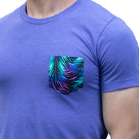 Purple Heather with Painted Palms Print Pocket Tee