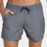 Navy Wave Print 5" Inseam Swim Trunk