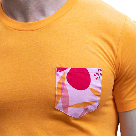 Marmalade with Hibiscus Print Pocket Tee - Made in USA