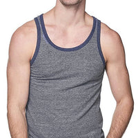 60% OFF AFTER CODE NEWFALL: Grey Heather & Deep Navy Blue Tri-Blend Tank - Made in USA