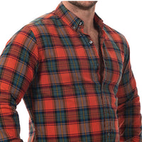 CYBER MONDAY ONLY 30% OFF AFTER CODE WOW25: "BOGART" - Red Tartan-Inspired Plaid Brushed Cotton Shirt - Made In USA