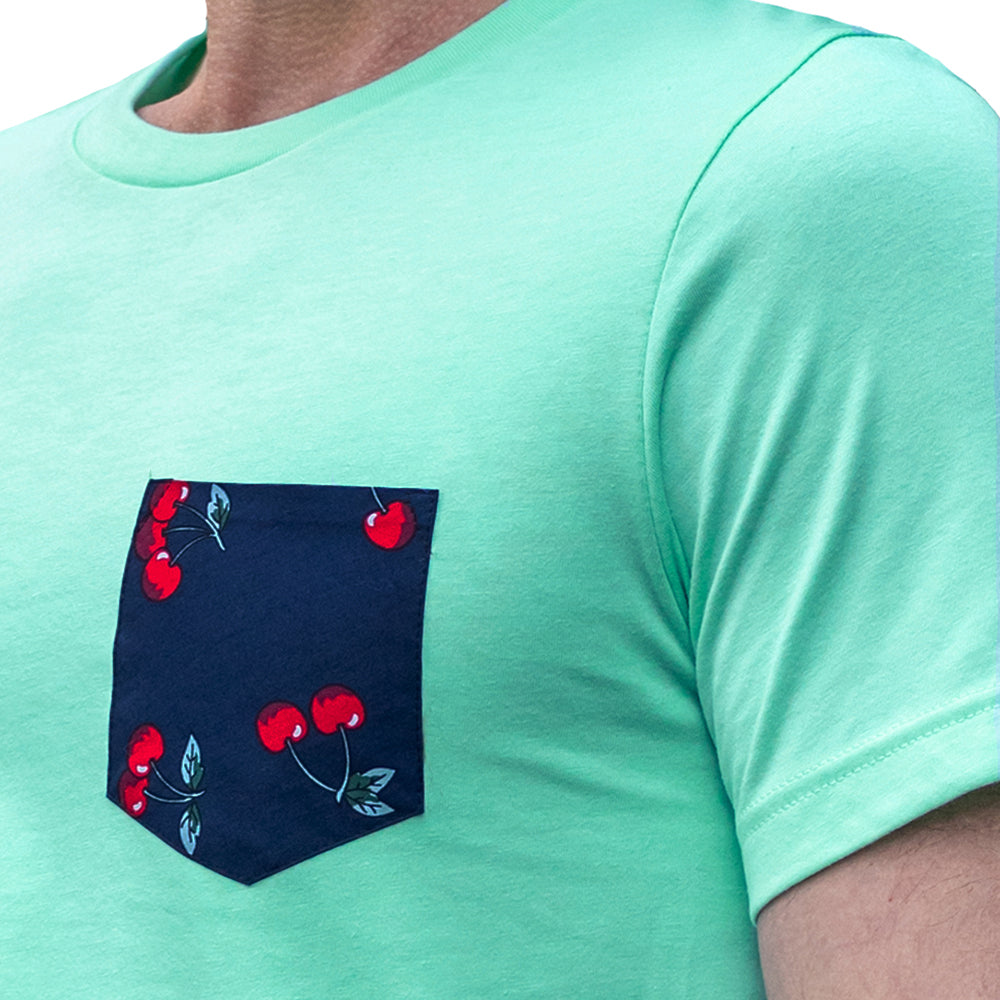 70% OFF AFTER CODE NEWFALL: Mint Green with Cherry Print Pocket Tee