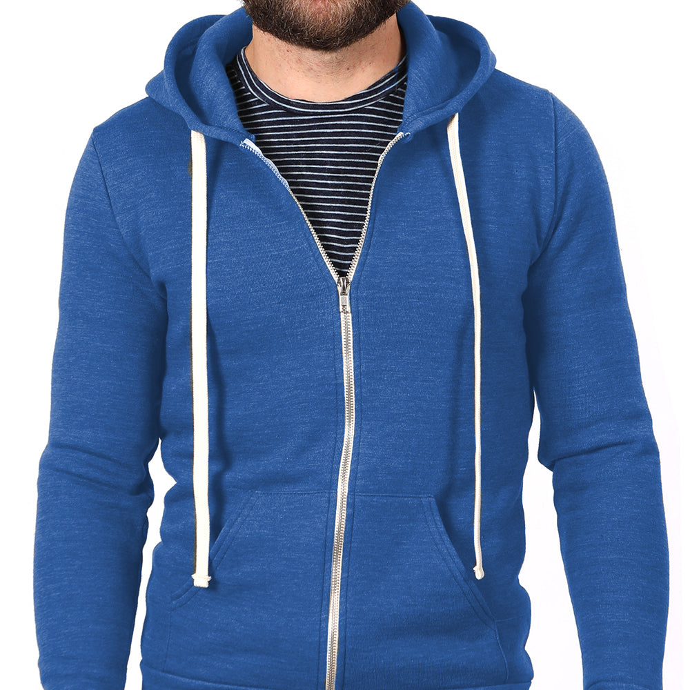 The "JUMPER": Royal Blue Heather Marled Heather Full Zip Hoodie (M)