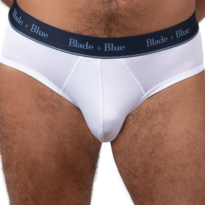 White Active Mesh Low Rise Brief Underwear - Made In USA