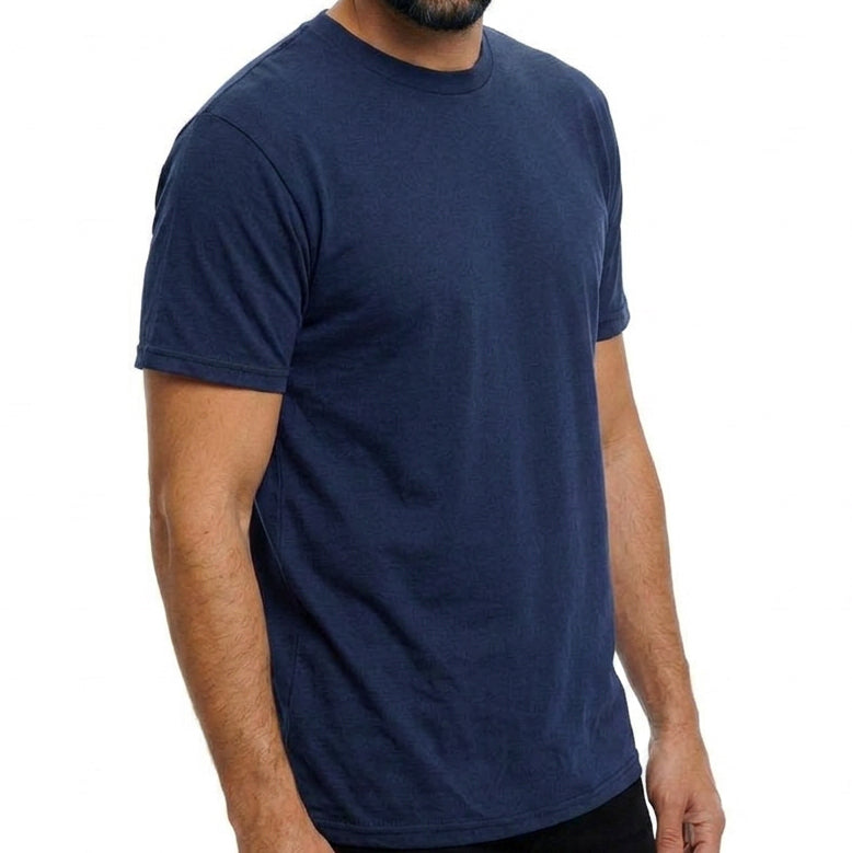 "Fielder": Navy Blue Cotton Crew T-Shirt
