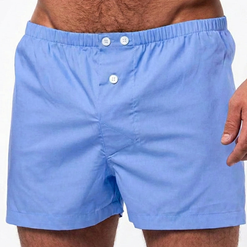 “COURT" - Solid Light Blue Slim-Cut Boxer Short - Made In USA