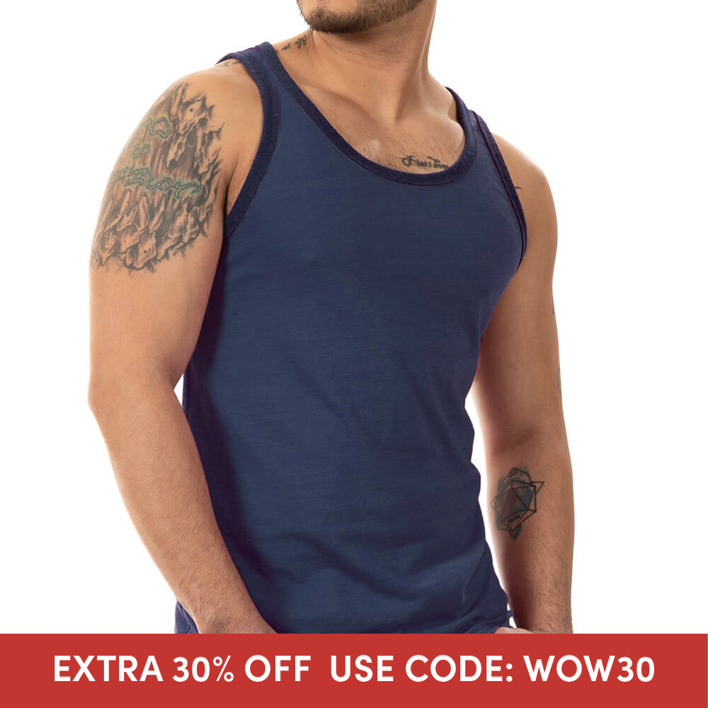 &quot;Varsity Tank&quot; Tri-Blend Tank Top in True Blue Heather (Size L &amp; XL)