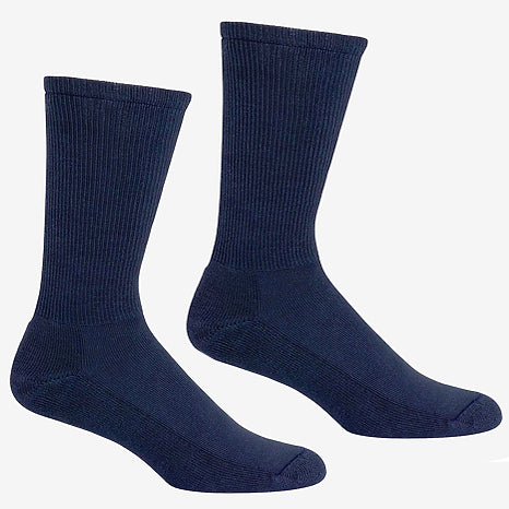 Solid Ribbed Crew Sock in Deep Blue - Made in USA