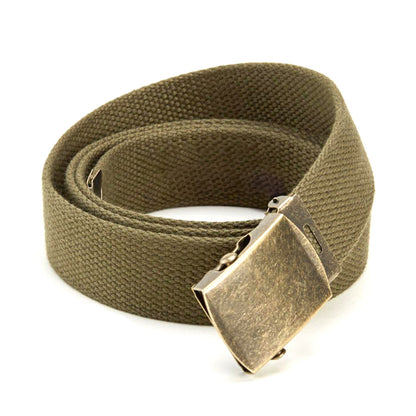 Olive Green Cotton Web Military Belt - Made In USA
